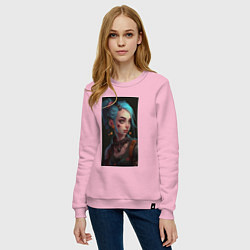 Свитшот хлопковый женский Jinx art Arcane League of Legends, цвет: светло-розовый — фото 2