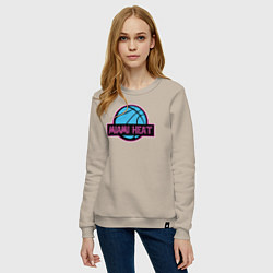 Свитшот хлопковый женский Miami Heat team, цвет: миндальный — фото 2