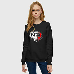 Свитшот хлопковый женский Mass Effect N7 - shooter - logo, цвет: черный — фото 2