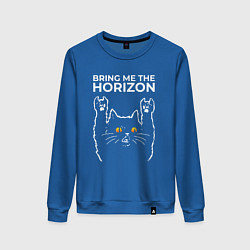 Свитшот хлопковый женский Bring Me the Horizon rock cat, цвет: синий