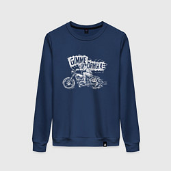 Свитшот хлопковый женский Gimme danger - motorcycle - motto, цвет: тёмно-синий