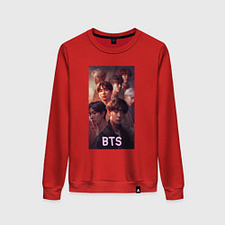 Свитшот хлопковый женский BTS art style, цвет: красный