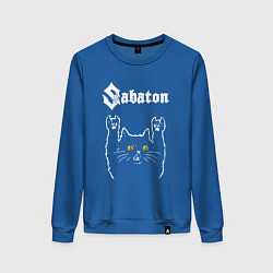 Свитшот хлопковый женский Sabaton rock cat, цвет: синий