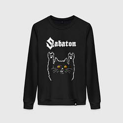 Свитшот хлопковый женский Sabaton rock cat, цвет: черный