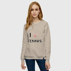 Свитшот хлопковый женский I Love Tennis, цвет: миндальный — фото 2