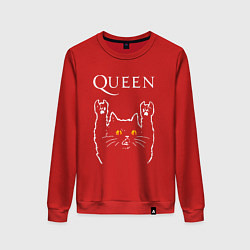 Свитшот хлопковый женский Queen rock cat, цвет: красный