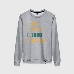 Свитшот хлопковый женский Eat sleep judo, цвет: меланж