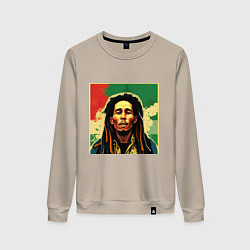 Женский свитшот Боб Марли в красных цветах граффити