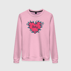 Свитшот хлопковый женский Italy heart, цвет: светло-розовый