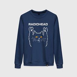 Свитшот хлопковый женский Radiohead rock cat, цвет: тёмно-синий