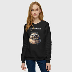 Свитшот хлопковый женский Начну с понедельника - нейросеть, цвет: черный — фото 2