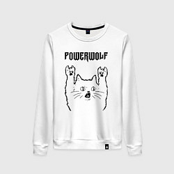 Свитшот хлопковый женский Powerwolf - rock cat, цвет: белый