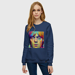 Свитшот хлопковый женский Brian Jones Digital Portret, цвет: тёмно-синий — фото 2