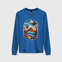 Свитшот хлопковый женский Горы и море - экзотика, цвет: синий