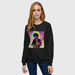 Свитшот хлопковый женский Jimi Hendrix Rock Idol Art, цвет: черный — фото 2