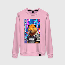 Женский свитшот Cool capybara - urban style - neural network