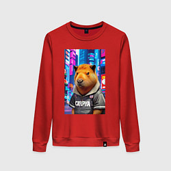 Женский свитшот Cool capybara - urban style - neural network