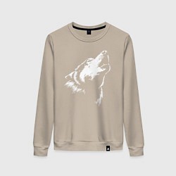 Свитшот хлопковый женский Волк воет, цвет: миндальный