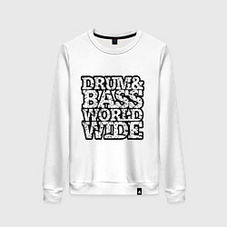 Свитшот хлопковый женский Drum and bass world wide, цвет: белый