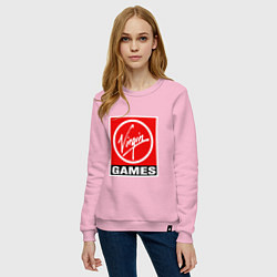 Свитшот хлопковый женский Virgin games logo, цвет: светло-розовый — фото 2