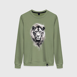 Женский свитшот Голова льва рисунок карандашом