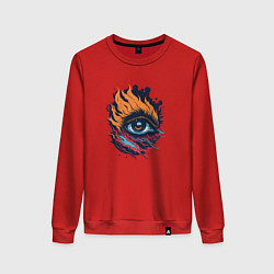 Свитшот хлопковый женский Fire eye, цвет: красный