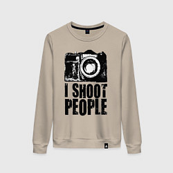 Свитшот хлопковый женский Shoot photographer, цвет: миндальный