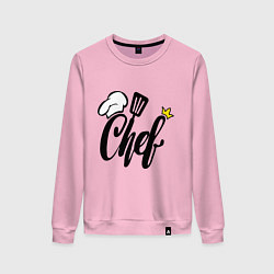 Свитшот хлопковый женский Надпись - шеф повар, цвет: светло-розовый