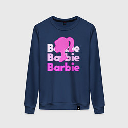 Свитшот хлопковый женский Логотип Барби объемный, цвет: тёмно-синий