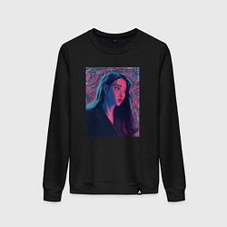 Свитшот хлопковый женский Ли Джиын арт - IU, цвет: черный