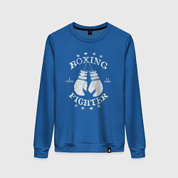 Свитшот хлопковый женский Boxing fighter, цвет: синий