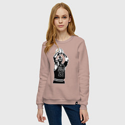 Свитшот хлопковый женский Майкл Джордан бросает мяч, цвет: пыльно-розовый — фото 2