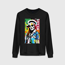 Свитшот хлопковый женский Skeleton fashionista - Milano - pop art, цвет: черный