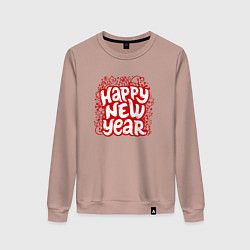 Свитшот хлопковый женский Happy new year леттеринг, цвет: пыльно-розовый