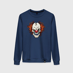Свитшот хлопковый женский Clown skull, цвет: тёмно-синий