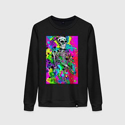 Свитшот хлопковый женский Funny skeleton - pop art, цвет: черный