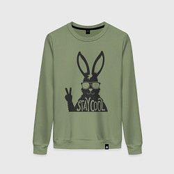 Свитшот хлопковый женский Stay cool rabbit, цвет: авокадо