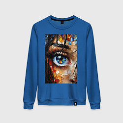 Свитшот хлопковый женский Глаз - масляная живопись - нейросеть, цвет: синий