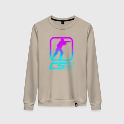 Свитшот хлопковый женский КС 2 неоновый, цвет: миндальный