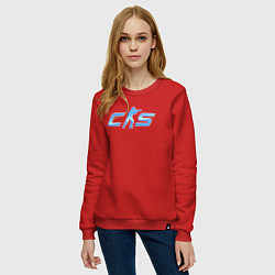 Свитшот хлопковый женский CS2 blue logo, цвет: красный — фото 2