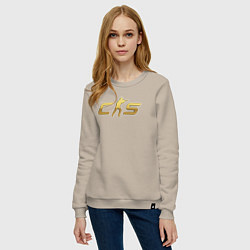 Свитшот хлопковый женский CS 2 gold logo, цвет: миндальный — фото 2