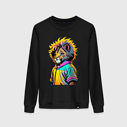 Женский свитшот Прикольный львёнок - поп-арт