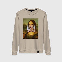 Свитшот хлопковый женский Лиза с чупа чупсом, цвет: миндальный