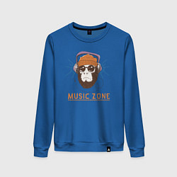 Свитшот хлопковый женский Monkey music zone, цвет: синий