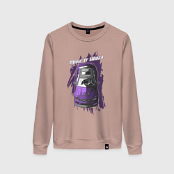 Свитшот хлопковый женский Mercedes-Benz C63 AMG take it wider, цвет: пыльно-розовый