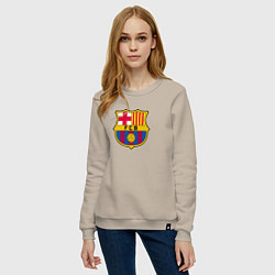 Свитшот хлопковый женский Barcelona fc sport, цвет: миндальный — фото 2