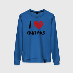 Свитшот хлопковый женский Люблю гитары, цвет: синий