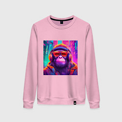 Женский свитшот Обезьяна в лучах неонового света