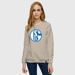 Свитшот хлопковый женский Schalke 04 fc club, цвет: миндальный — фото 2