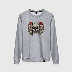 Женский свитшот Санта и череп